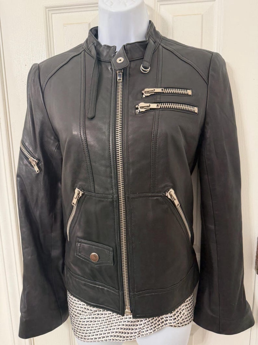 Marc by Marc Jacobs Black Leather Zip Moto Jacket